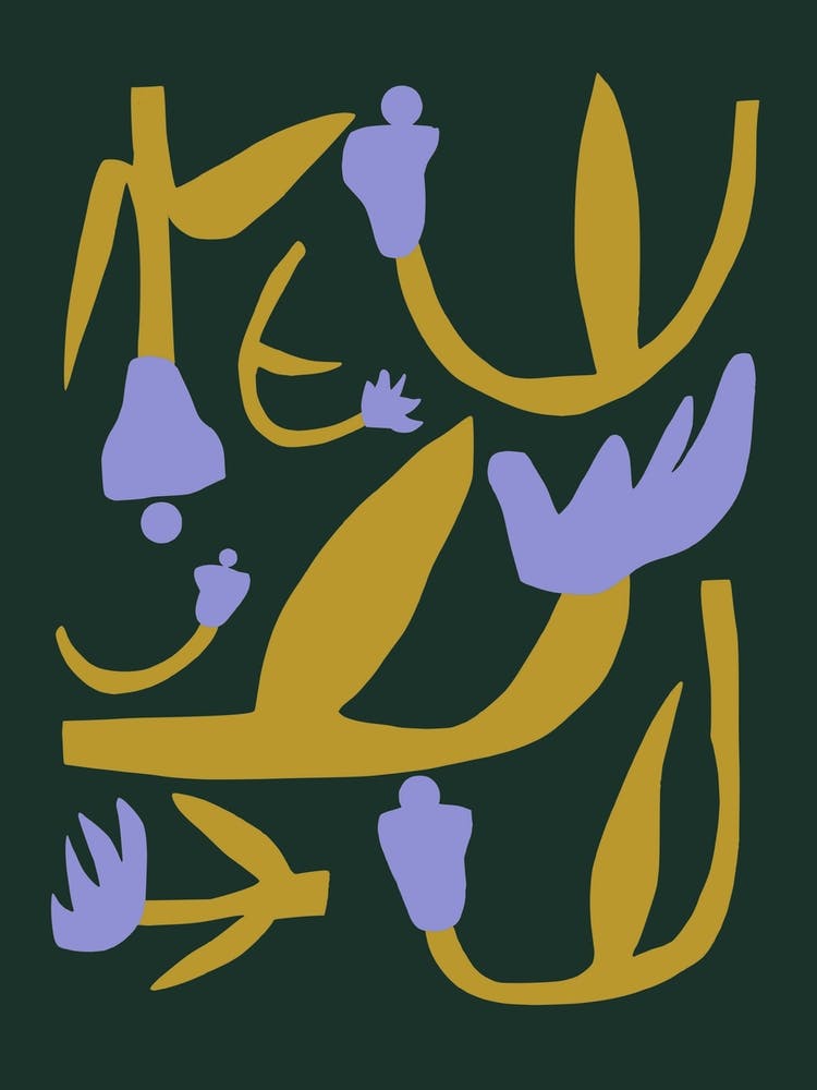 Purple And Gold Flower Cut Out