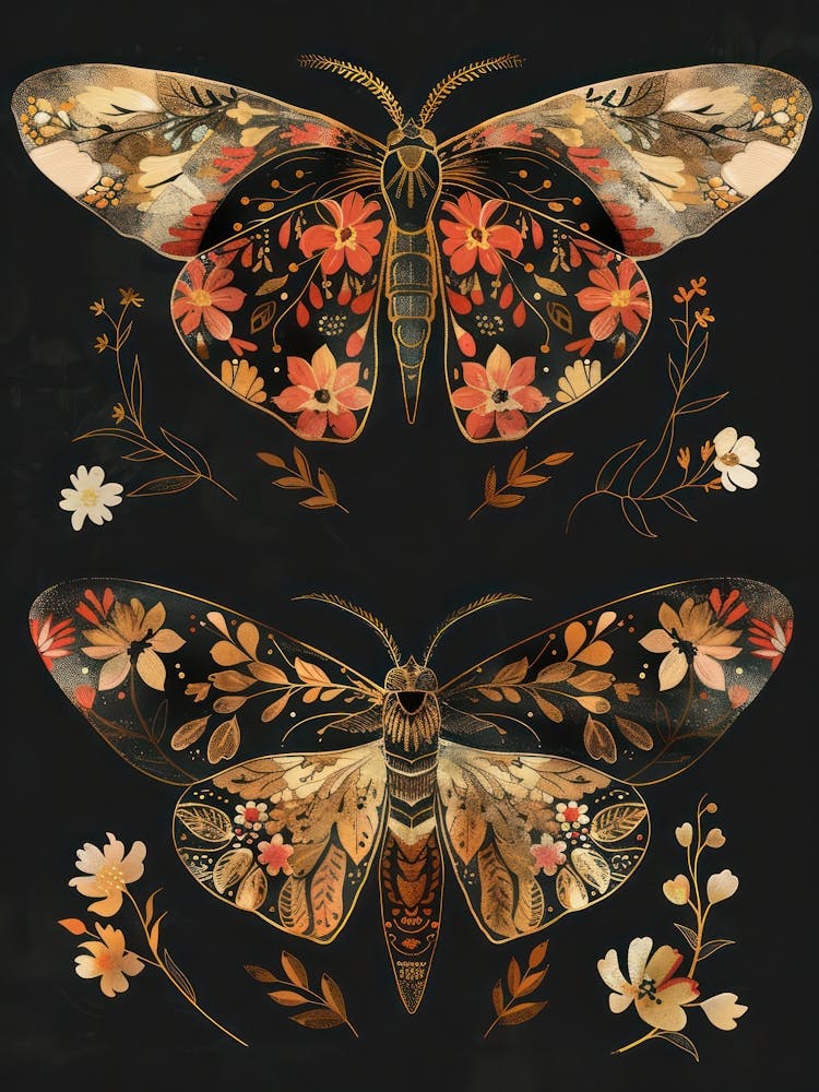 Night Butterflies William Morris Style 9