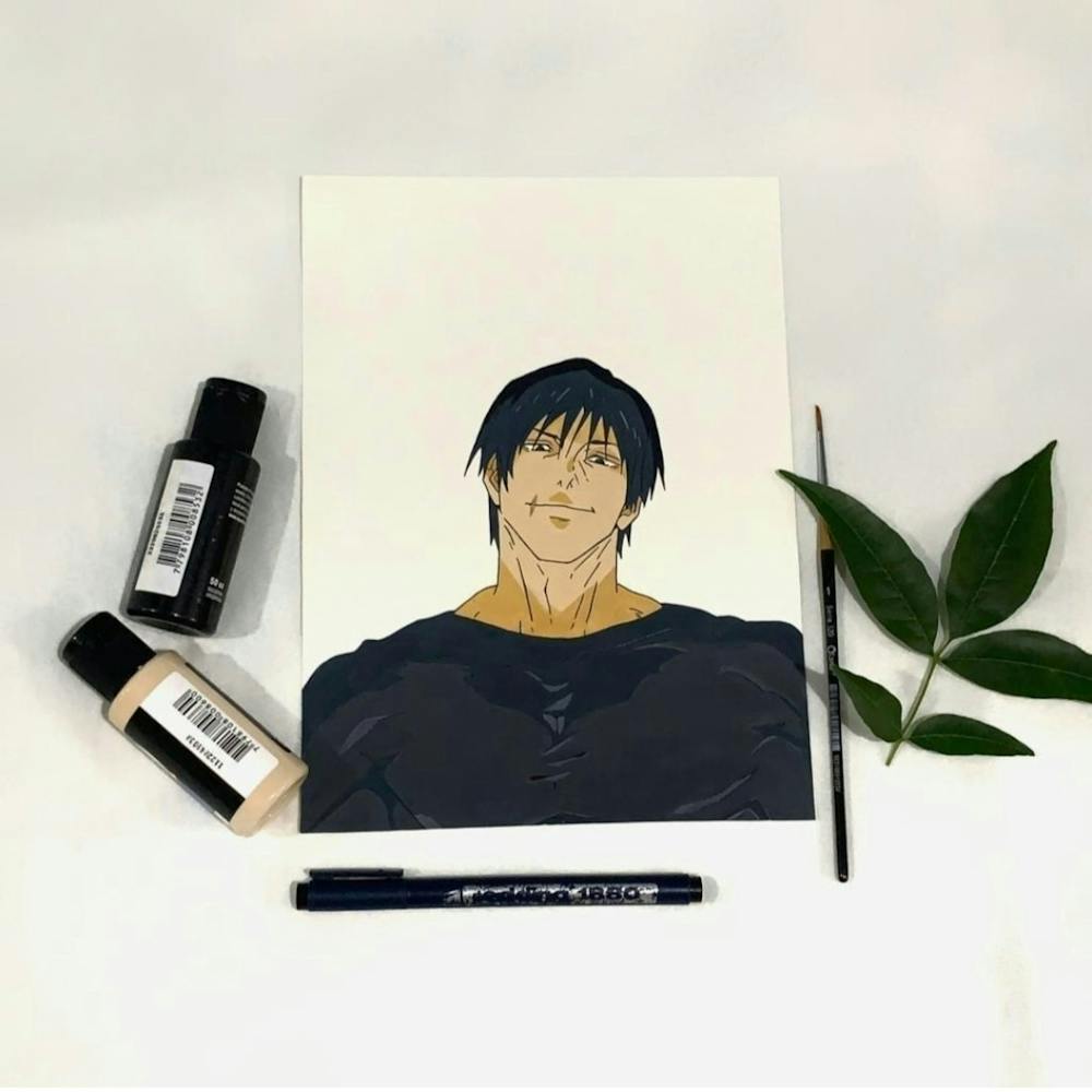 Gerahmte Kunst von Toji Fushiguro - Handgefertigt - Größe 18cm × 25cm