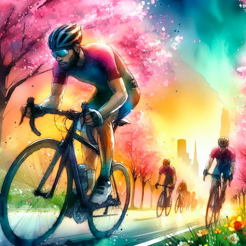 Colorful Cyclist On The Road 1