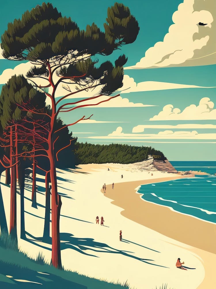 Pirita Beach, Estonia - Retro Landscape Beach and Coastal Theme Travel Poster