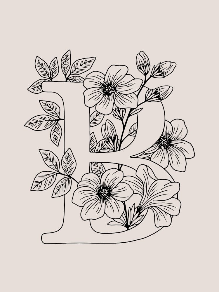 B FLORAL INITIAL