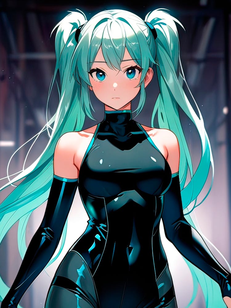 Anime-Mädchen Mit Blauen Haaren