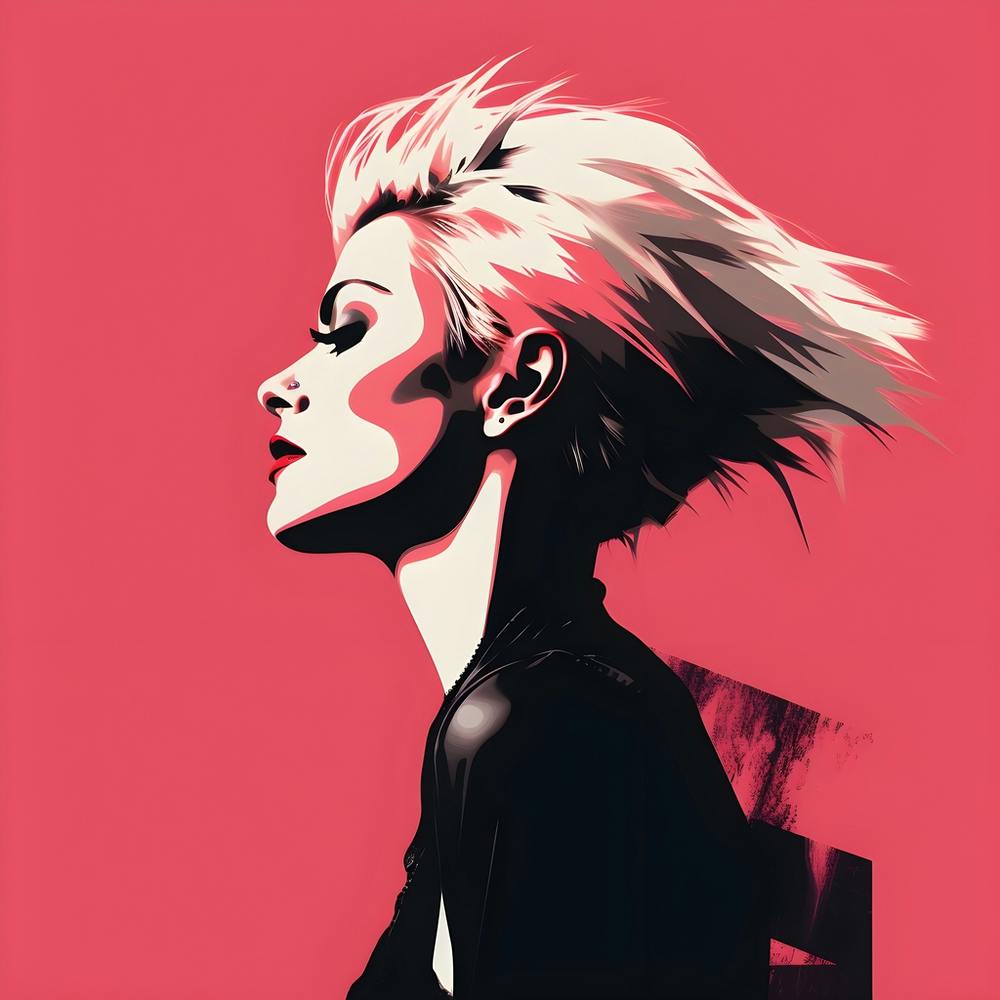 Pink Hair Punk Girl In Leather Jacket