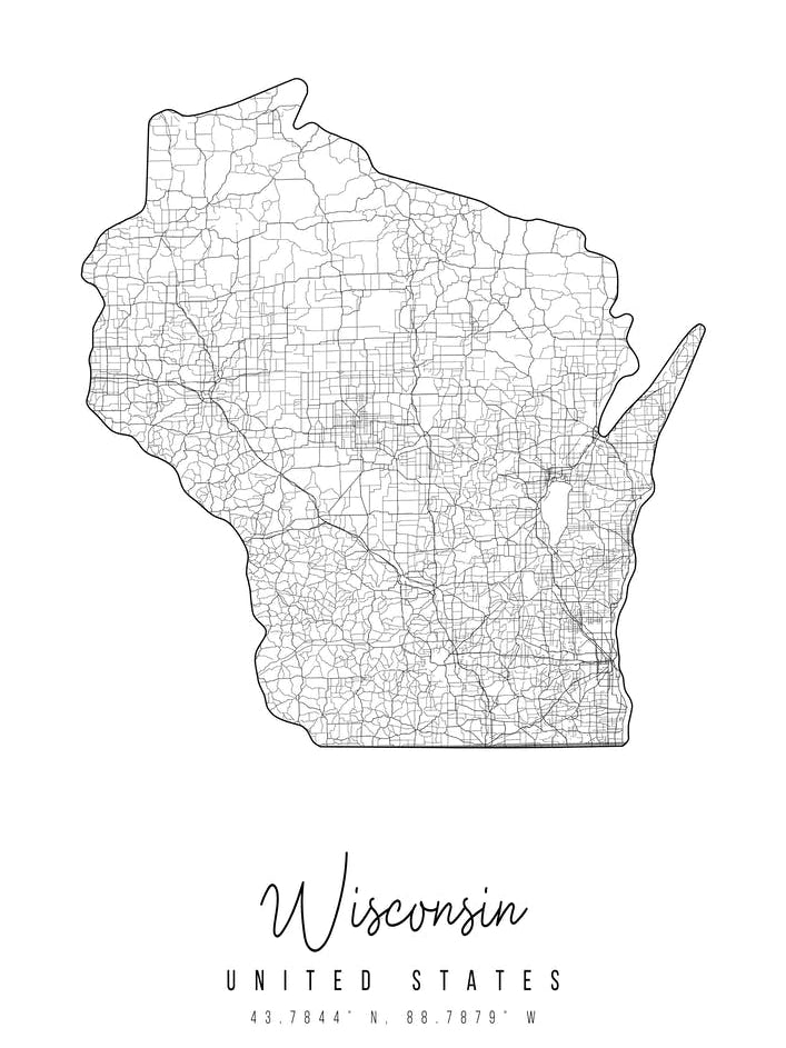 Wisconsin Minimal Street Map