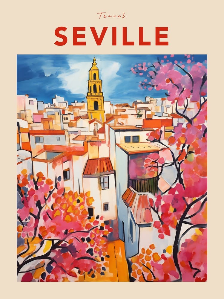 Seville Spain 4 Fauvist Travel Poster