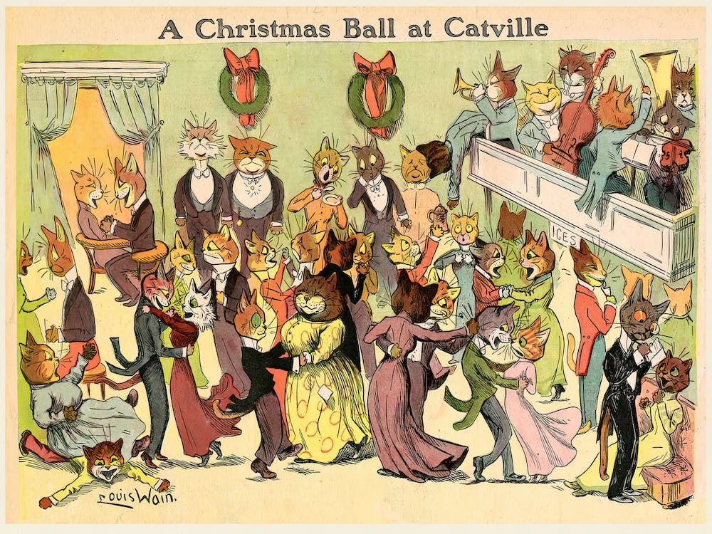 A Christmas Ball At Catville, Louis Wain