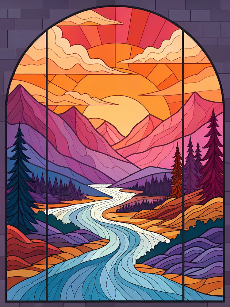 Landscape With Mountains And River 1