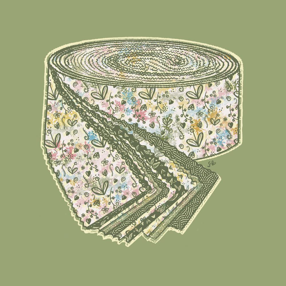 Jelly Roll Sewing Fabric Rainbow Olive
