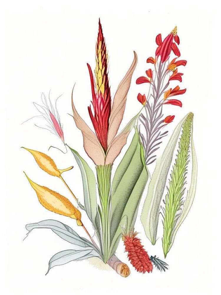 Helonias Root Spices And Herbs Pencil Illustration 2