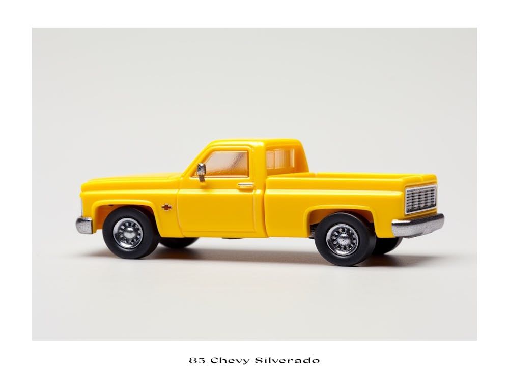 Toy Car 83 Chevy Silverado Yellow Poster