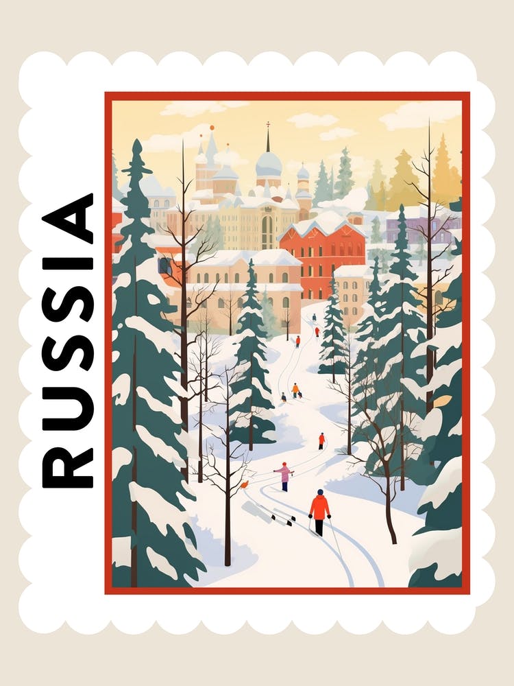 Retro Wintermarken-Poster Moskau Russland 2