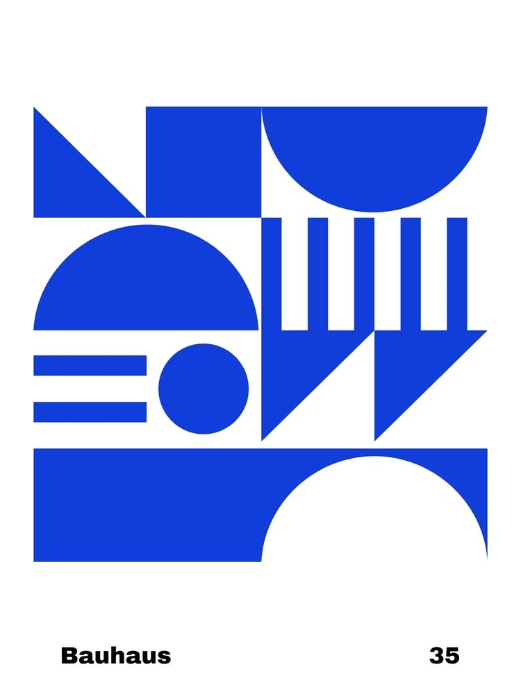 Geometric Bauhaus Poster 35 Blue