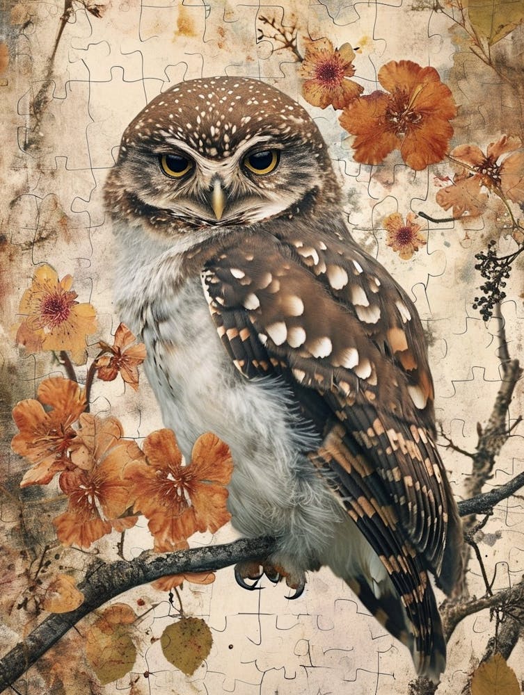 Northern Pygmy Owl Japanese Painting 1