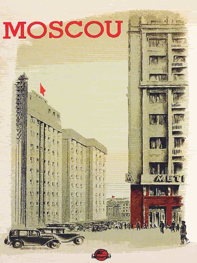 Moscow Downtown, Vintage Travel Poster