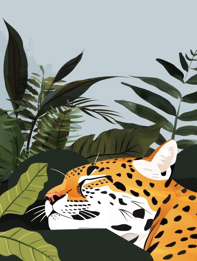 Leopard Sleeping In The Jungle