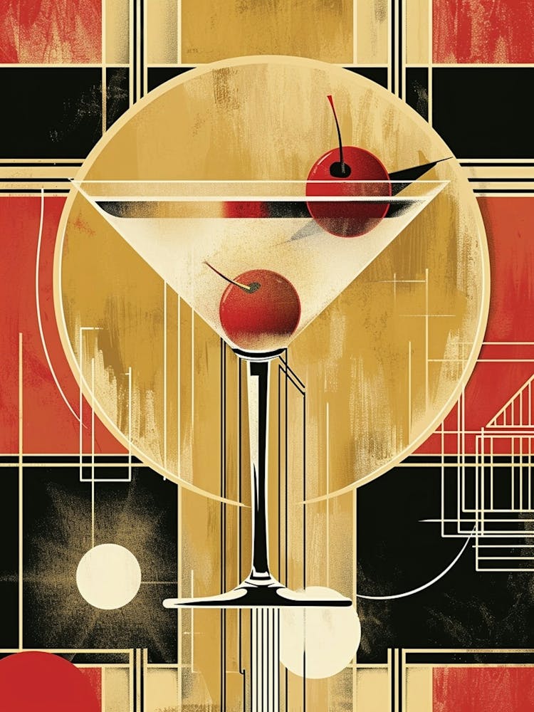 Art Deco Cocktail In Martini Glass 1