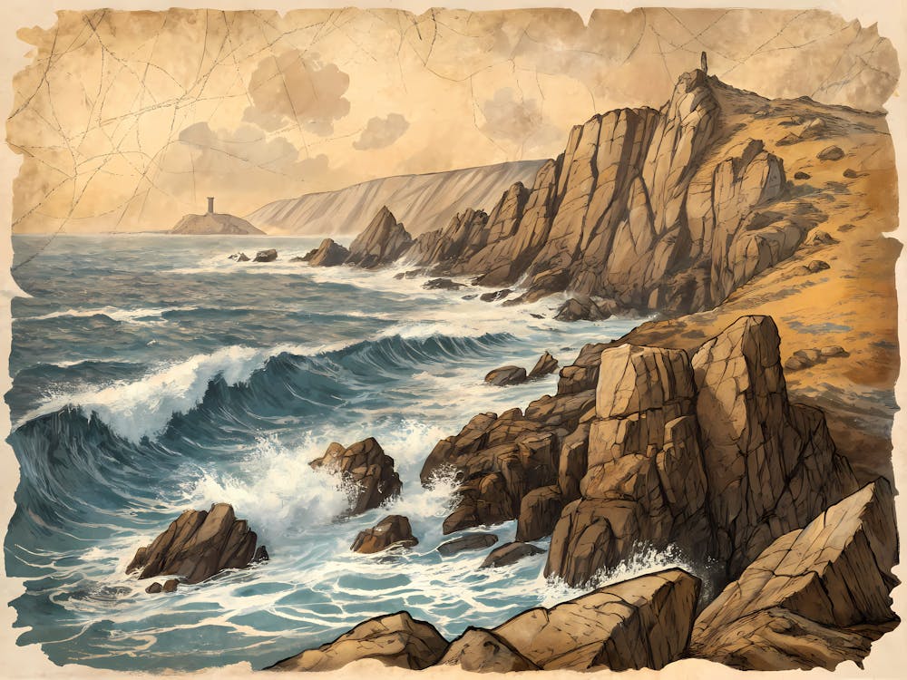 Retro Vintage Style A Fragmented Sketch Of A Rocky