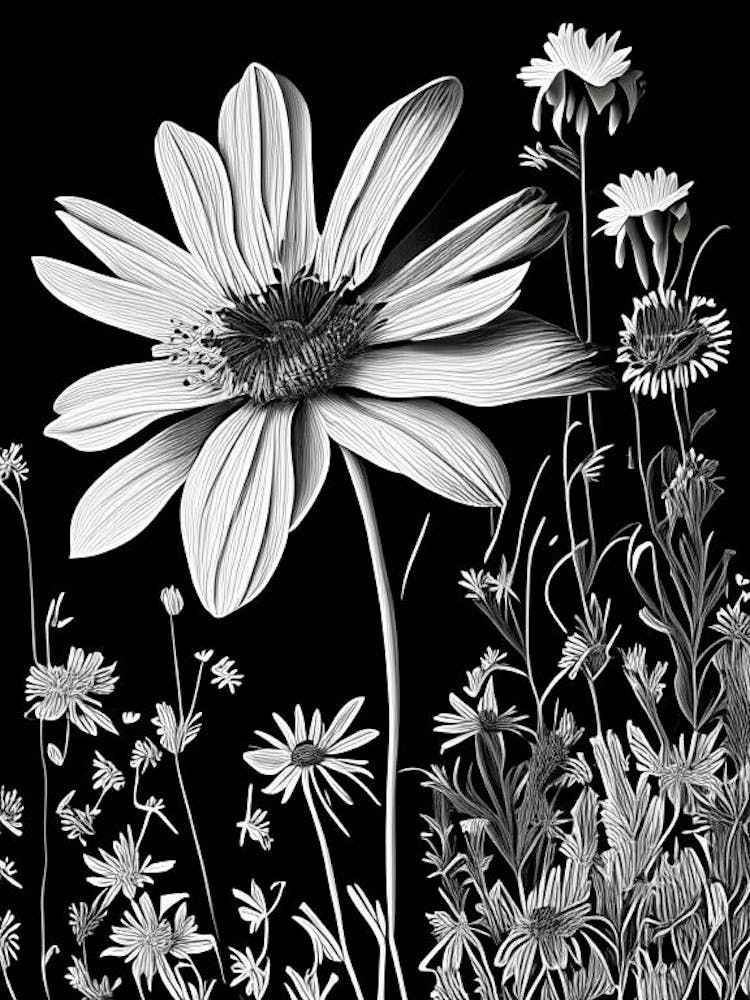 Coreopsis Wildflower Linocut 2