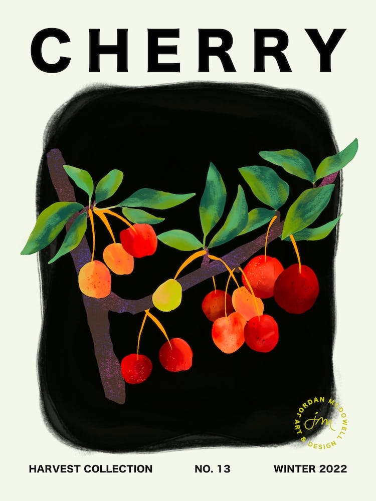 Cherry Fruit Kitchen Typography