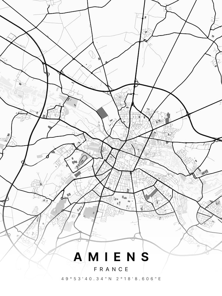 Amiens France White Map