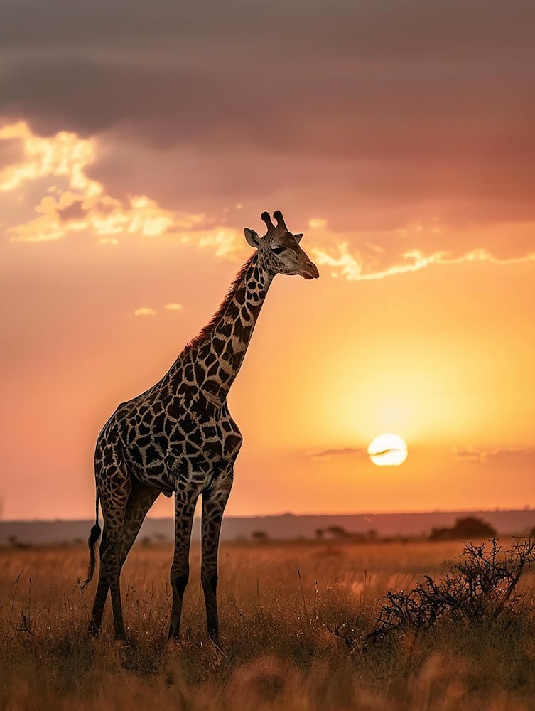 Sonnenuntergang Giraffe 1