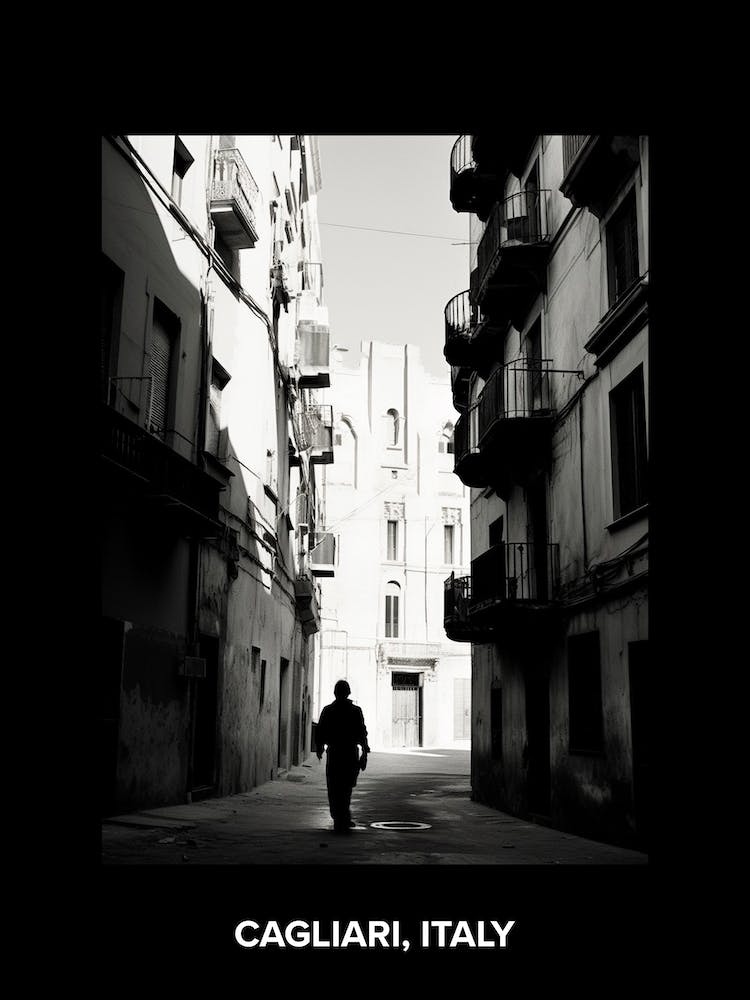 Poster Of Cagliari, Italy, Mediterranean Black And White Photography Analogue 2