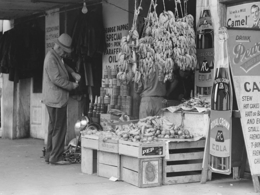 Untitled Photo, Possibly Related To Mexican Worker Paying For Merchandise, Market Square, Waco, Texas By Russ