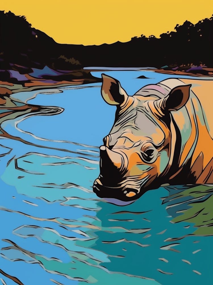 A Rhino In The River Block Colours 1