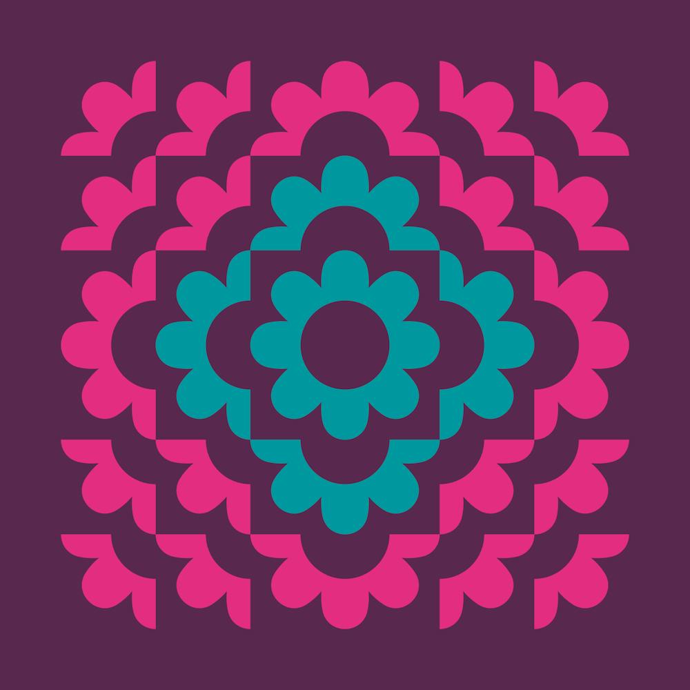 Abstract Flowers Pattern 4 In Bohemian Vibes Pink Purple Teal 02