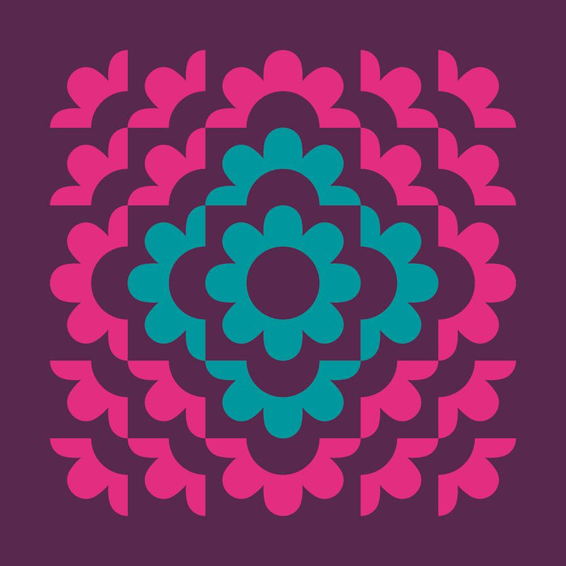 Abstract Flowers Pattern 4 In Bohemian Vibes Pink Purple Teal 02