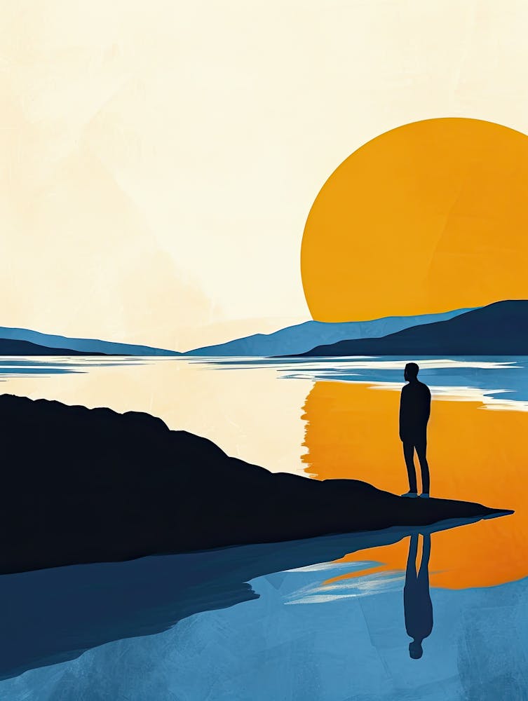 Sunset Over The Lake Como, Minimalism