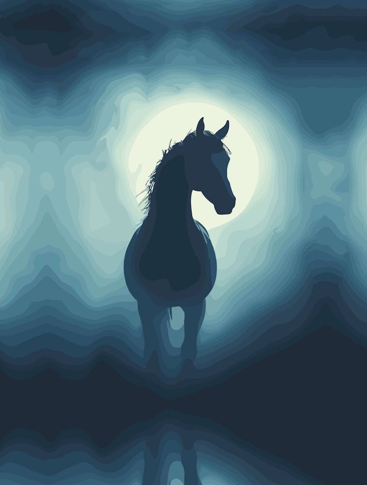 Mystical Horse Silhouette – Enchanted Night Wall Art