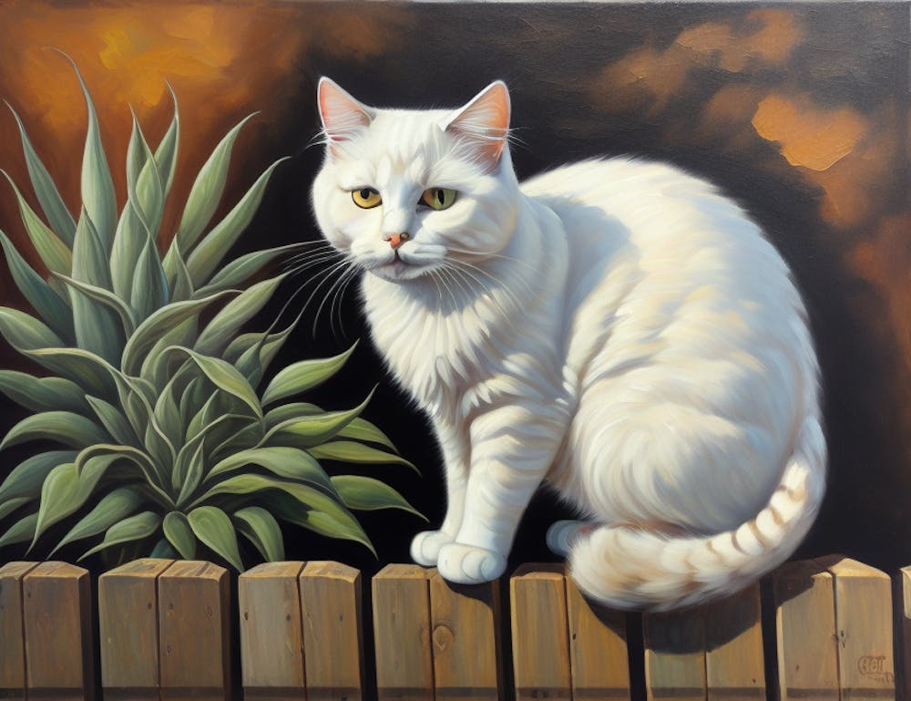 White Cat On Fence artwork