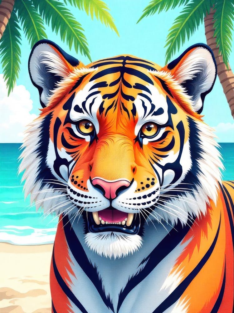 Tiger On The Beach