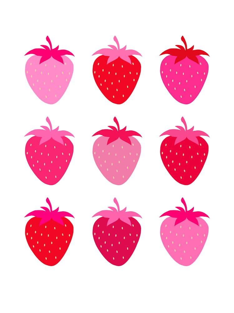 Rosa und rote Erdbeeren