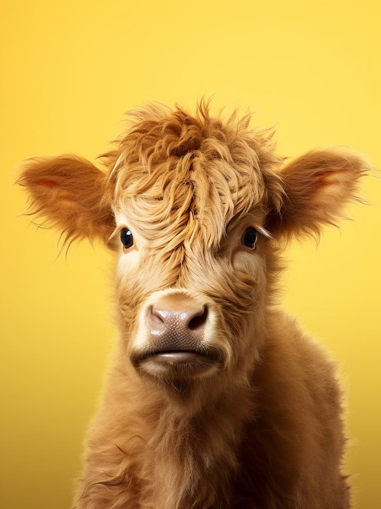 Yellow Photography Portrait Of Baby Highland Cow 2