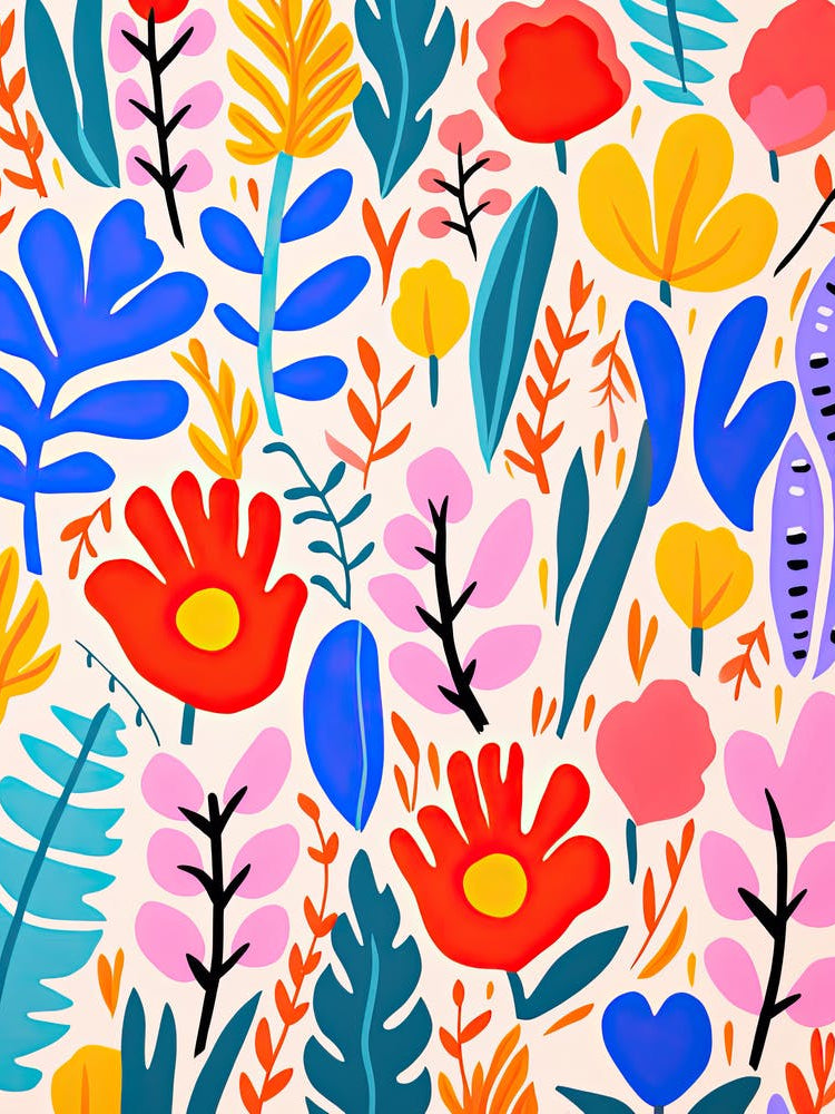 Whimsical Petal Waltz; Matisse Style