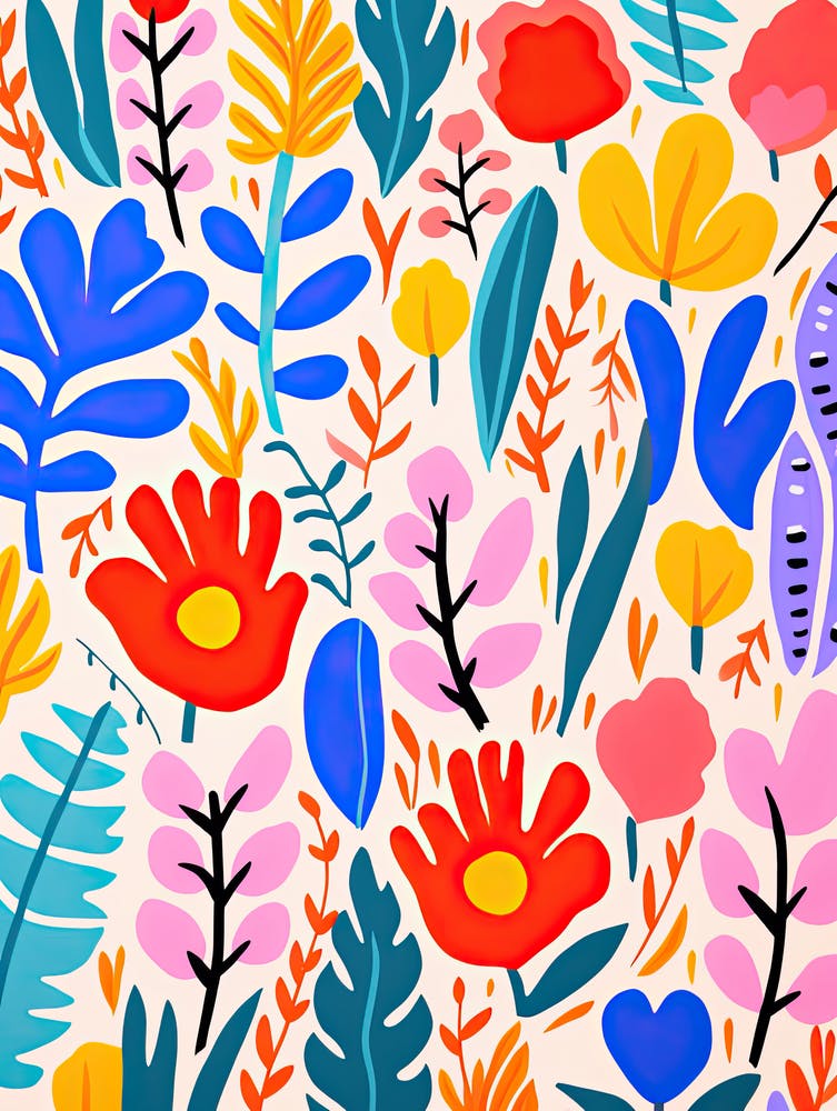 Whimsical Petal Waltz; Matisse Style
