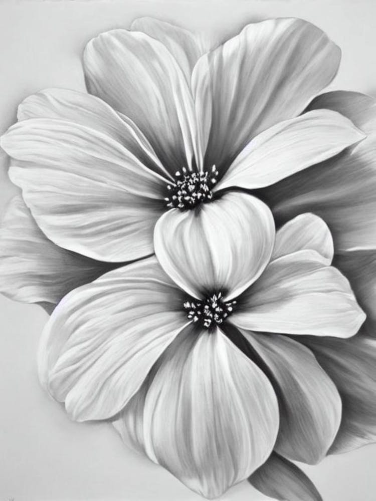 Apple Blossom B&W Pencil 1 Flower