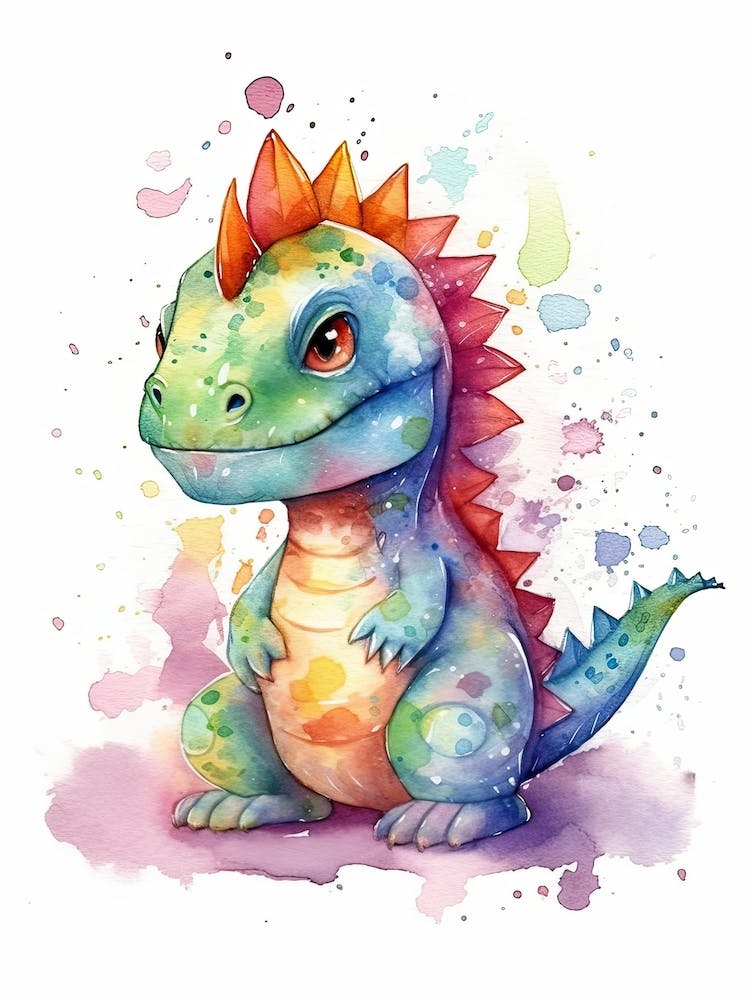 Kritosaurus Mignon Dinosaure Aquarelle 1