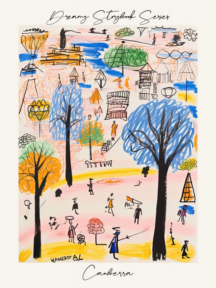 Poster Of Canberra, Dreamy Storybook Illustration 2