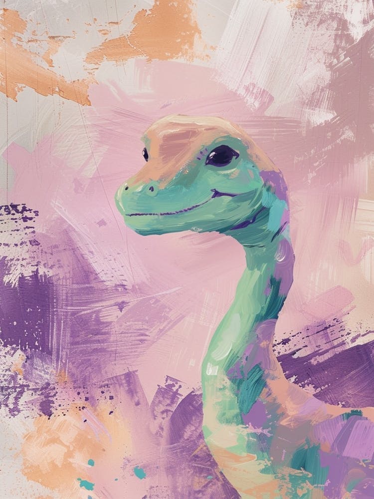 Sweet Lilac & Turquouse Dinosaur Portrait