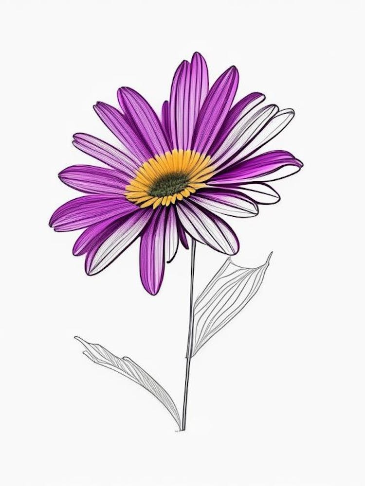 Osteospermum Floral Minimal Line Drawing 3 Flower