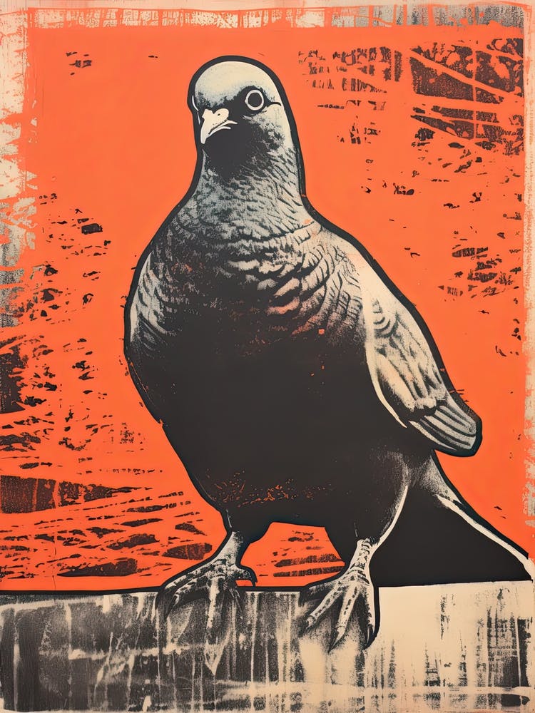 Pigeon, Woodblock Animal Drawing 3
