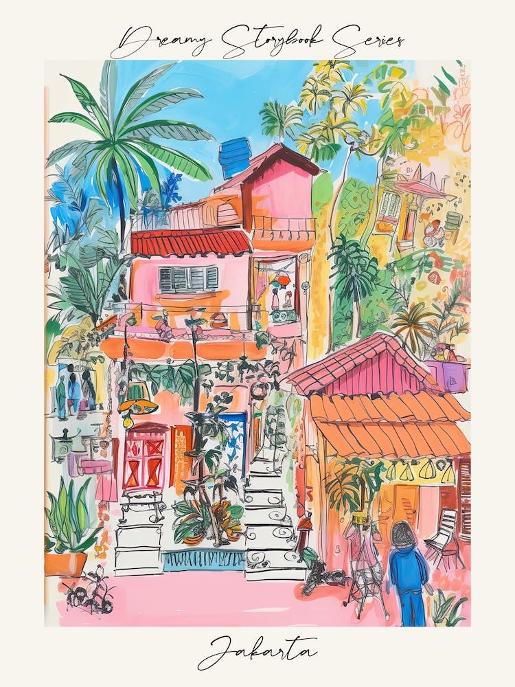 Poster Of Jakarta, Dreamy Storybook Illustration 2