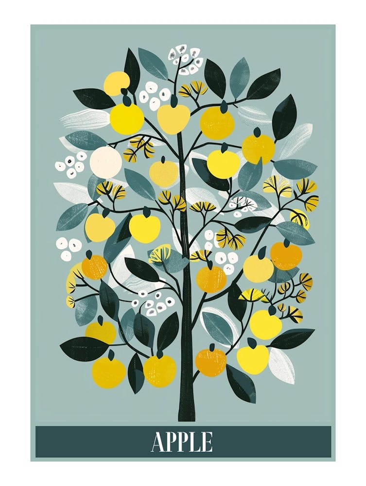 Apple Tree Flat Illustration 5 Poster