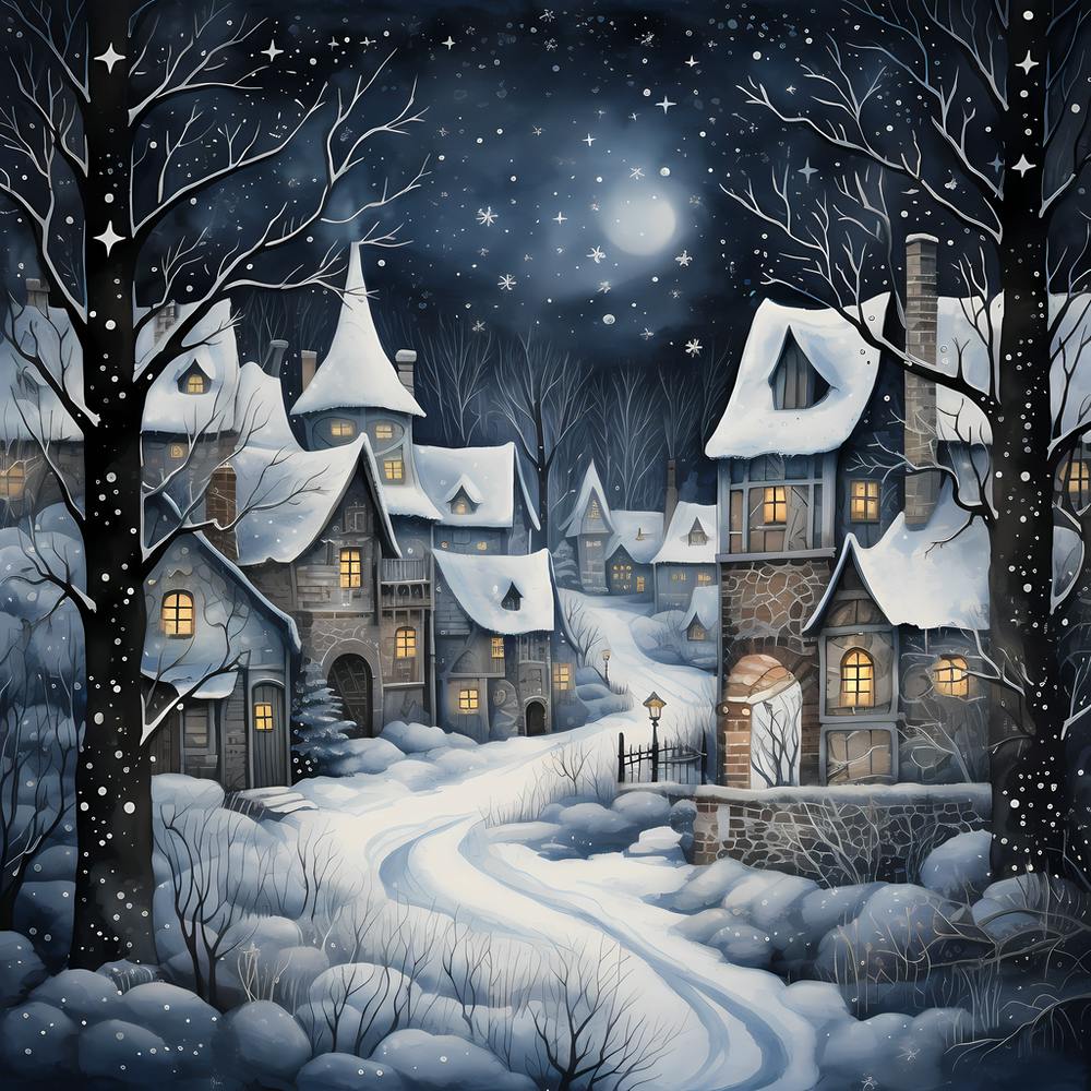 Snow-kissed Reverie: Seamless Christmas Ink Delight