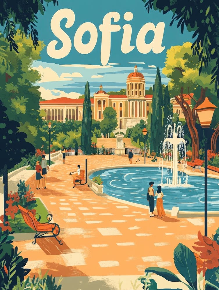Aihrgdesign A Mid Century Modern Travel Poster For Sofia