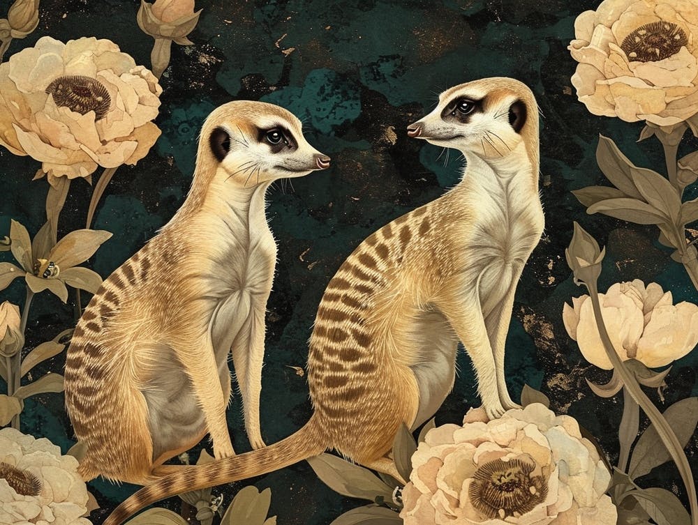 Floral Animal Illustration Meerkat 3